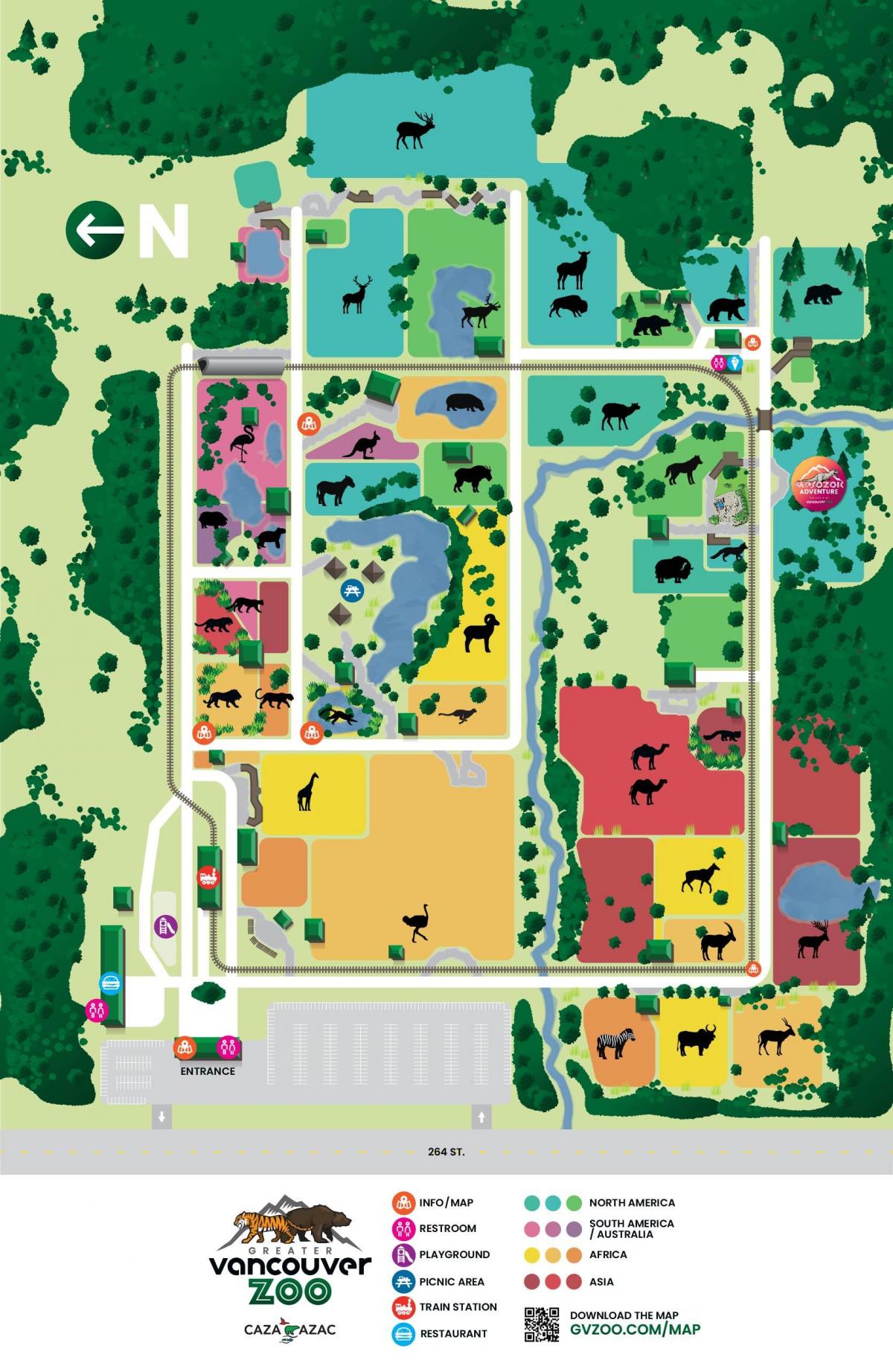 Mappa del parco dello zoo di Vancouver